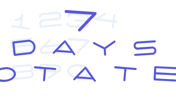 7 days rotated Font