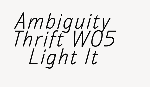 Ambiguity Thrift W05 Light It Font