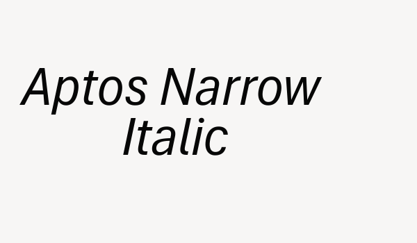 Aptos Narrow Italic Font