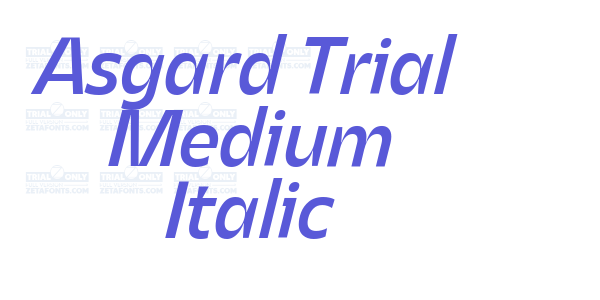 Asgard Trial Medium Italic font