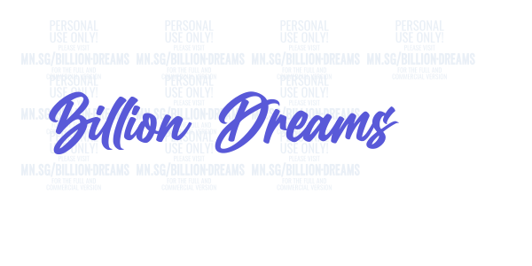 Billion Dreams font free