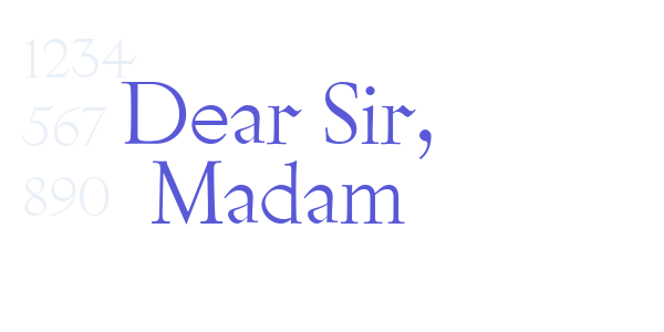 Dear Sir, Madam font free