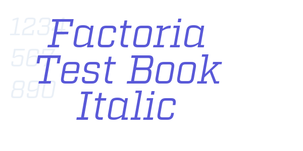 Factoria Test Book Italic font free