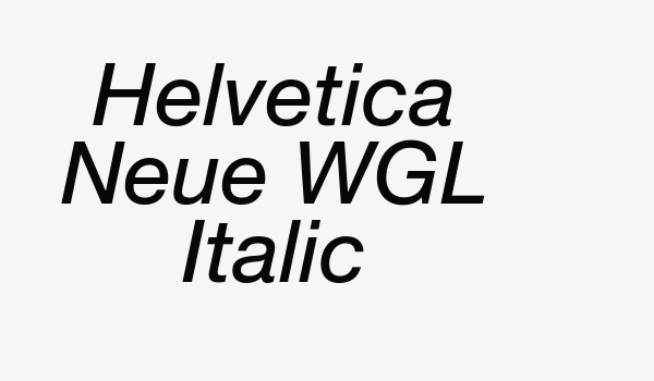 Helvetica Neue WGL Italic Font