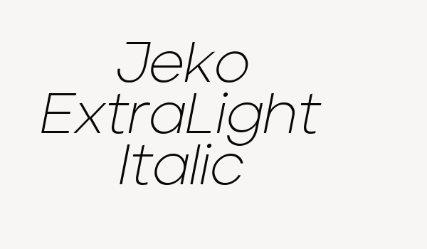 Jeko ExtraLight Italic Font