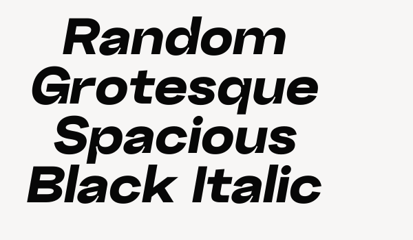 Random Grotesque Spacious Black Italic Font