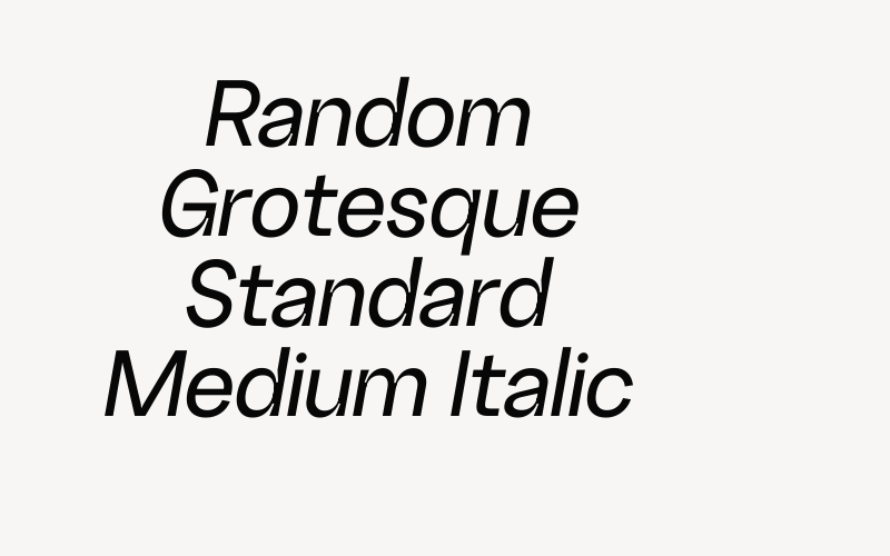 Random Grotesque Standard Medium Italic Font