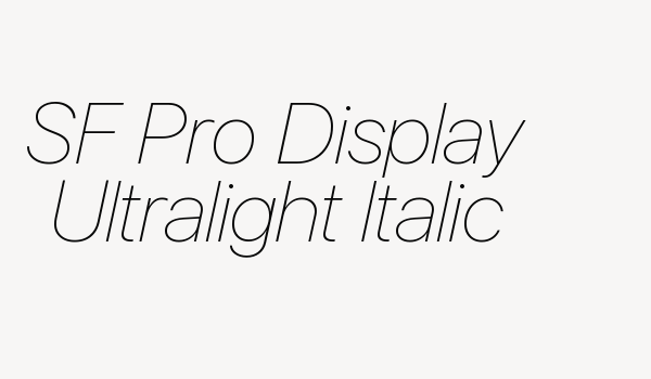 SF Pro Display Ultralight Italic Font