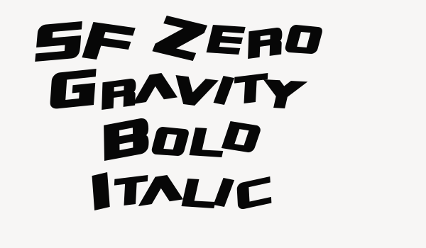 SF Zero Gravity Bold Italic Font