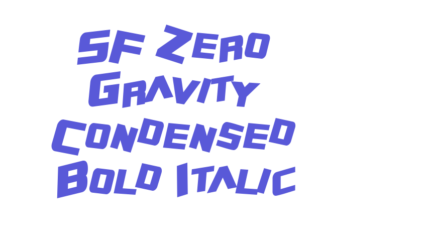 SF Zero Gravity Condensed Bold Italic Font