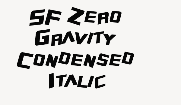 SF Zero Gravity Condensed Italic Font