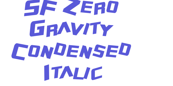 SF Zero Gravity Condensed Italic Font