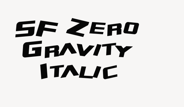 SF Zero Gravity Italic Font