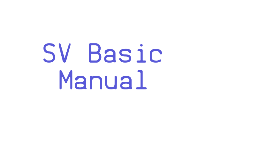 SV Basic Manual Font Download