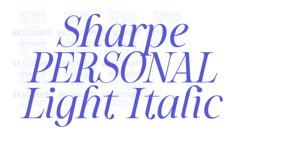 Sharpe PERSONAL Light Italic font free