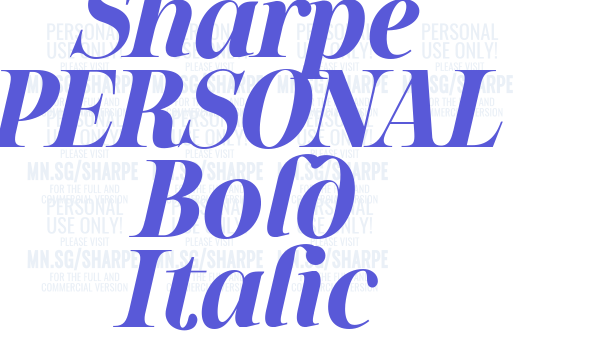 Sharpe PERSONAL Bold Italic font free