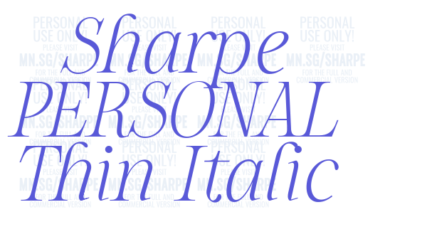 Sharpe PERSONAL Thin Italic font free