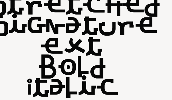 Stretched Signature Ext Bold Italic Font