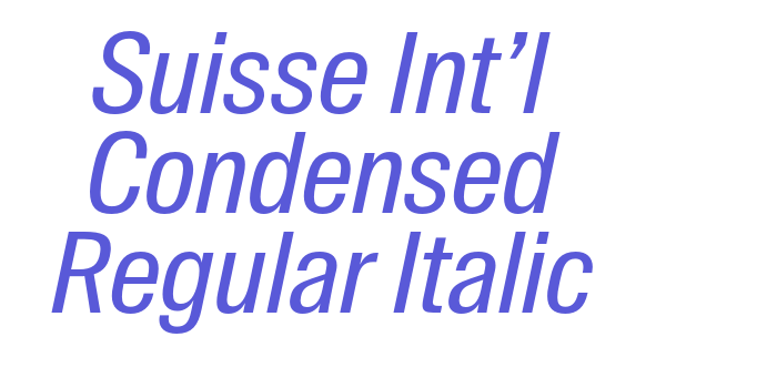 Suisse Int’l Condensed Regular Italic Font