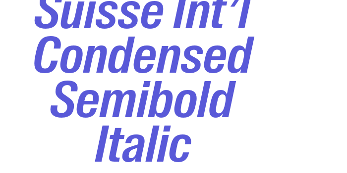 Suisse Int’l Condensed Semibold Italic Font