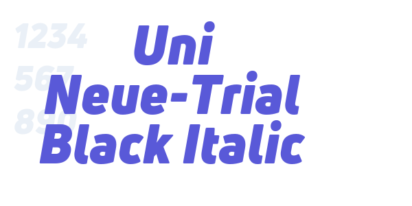 Uni Neue-Trial Black Italic font free