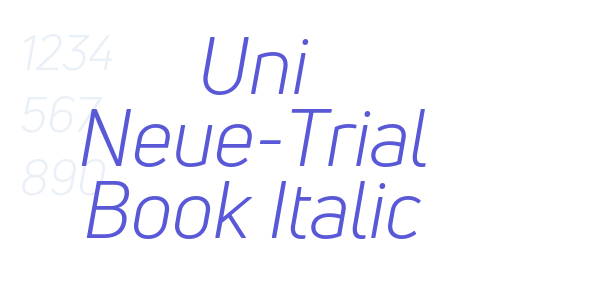 Uni Neue-Trial Book Italic font free