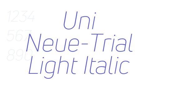 Uni Neue-Trial Light Italic font free