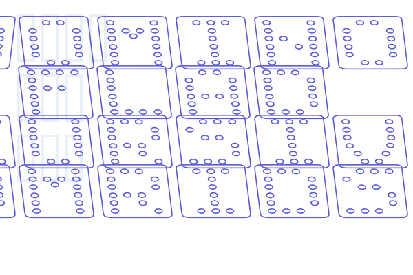 Domino flad kursiv omrids